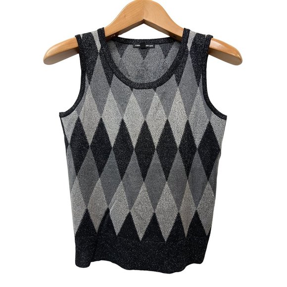 Cable and Gauge Top and Cardigan Sweater Set Metallic Argyle - Picture 3 of 11